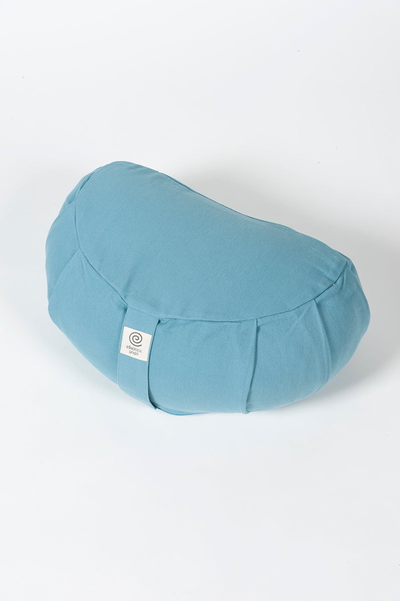 Ekotex Yoga Buckwheat / Bluebird Organic Cotton Crescent Meditation Cushions