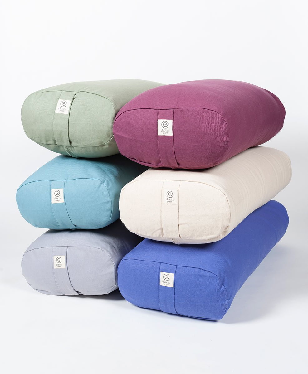 Ekotex Yoga Organic Cotton Rectangular Bolster - Filled with Spelt or Kapok