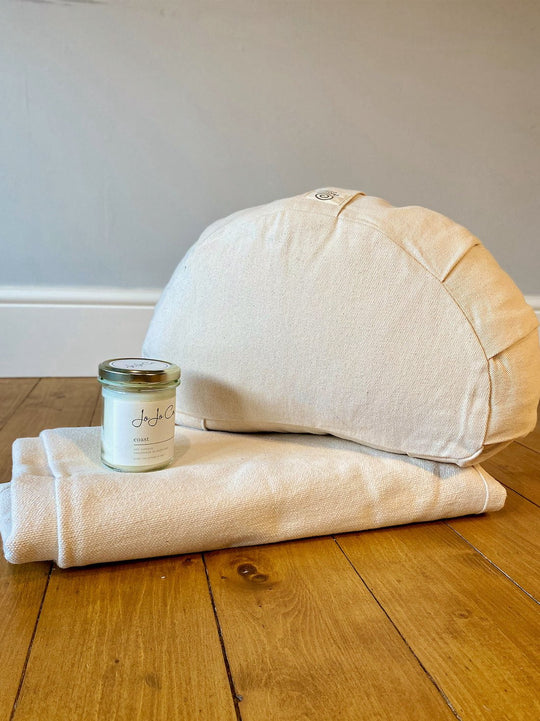 Meditation Cushions Natural / Coast / Crescent Meditation Bundle - Cushion + Yoga Blanket + Soy Candle